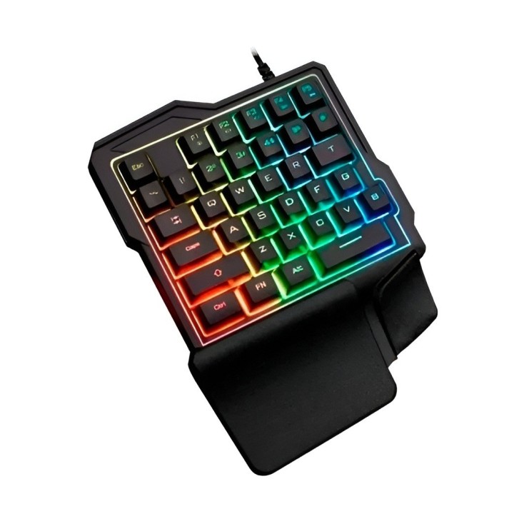 Teclado Gamer Una Mano K7 Ergonomico Rgb Half Keyboard Usb