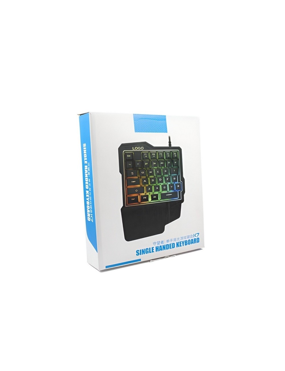 Teclado Gamer Una Mano K7 Ergonomico Rgb Half Keyboard Usb