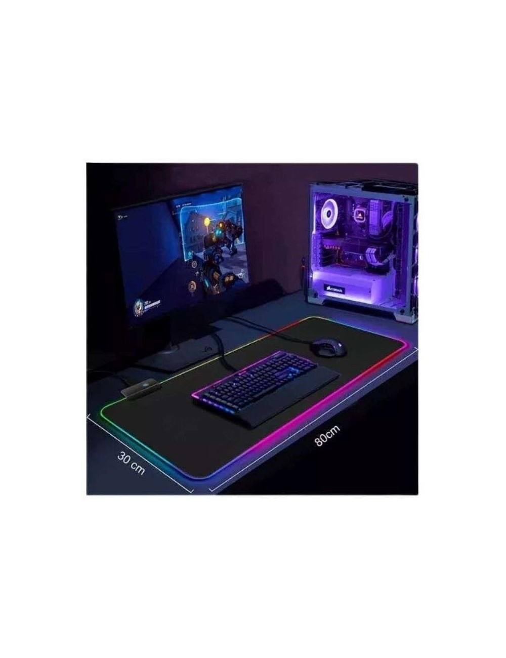 Mouse Pad Gamer Rgb Extendido 80x30cm Base Antideslizante