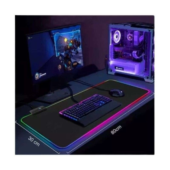 Mouse Pad Gamer Rgb Extendido 80x30cm Base Antideslizante