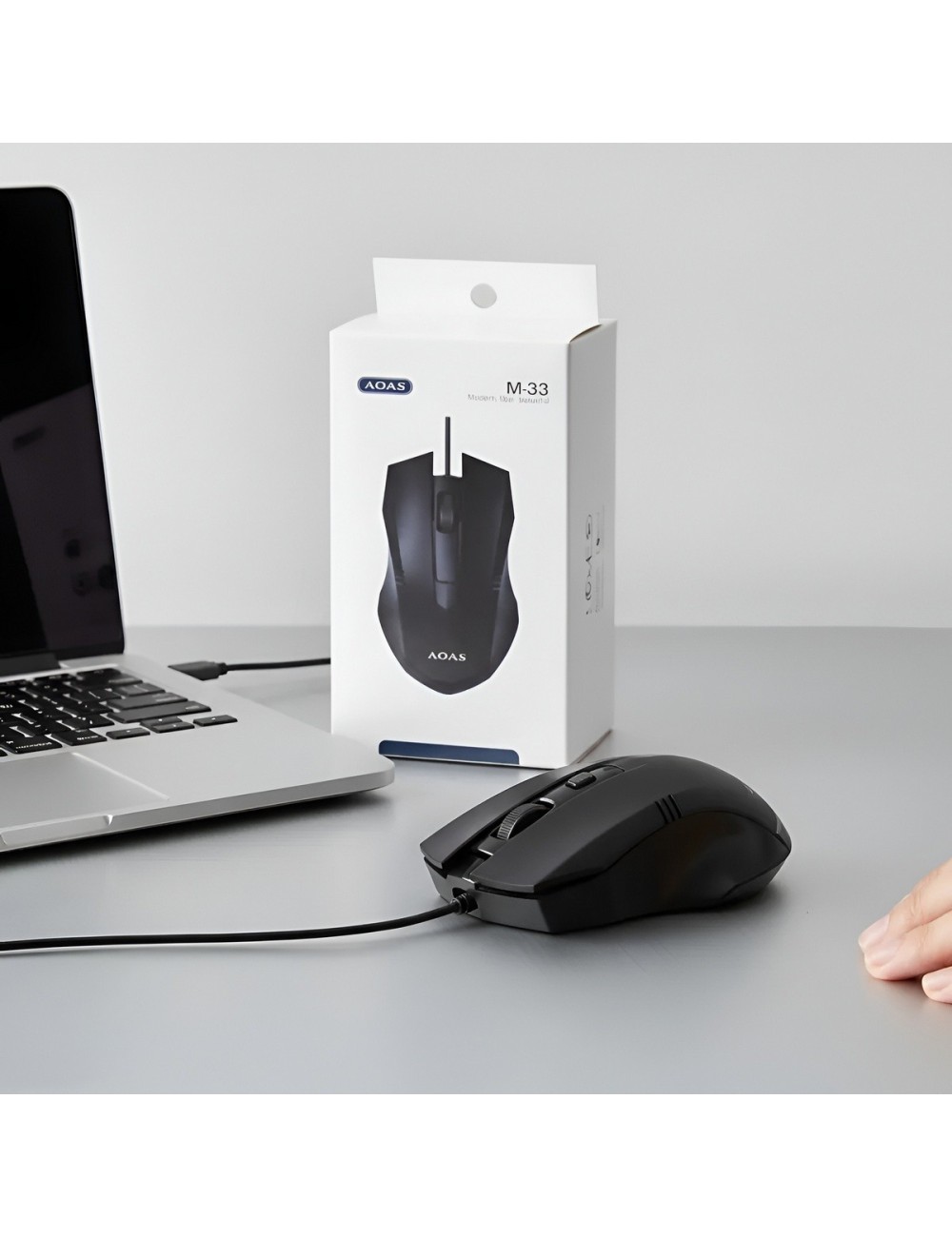 Mouse Óptico Alámbrico M-33 1600 Dpi Ergonómico Usb