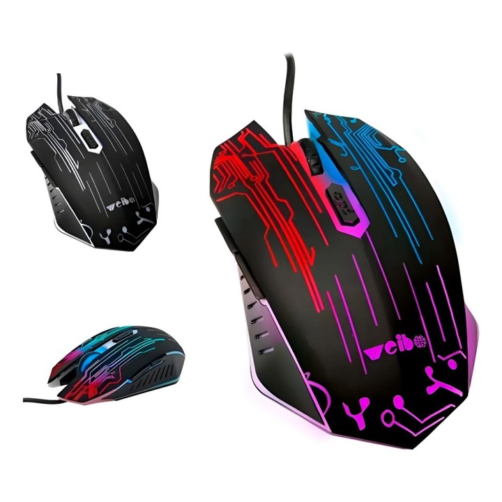 Mouse Gamer Óptico Rgb 3200 Dpi Diseño Circuitos Profesional