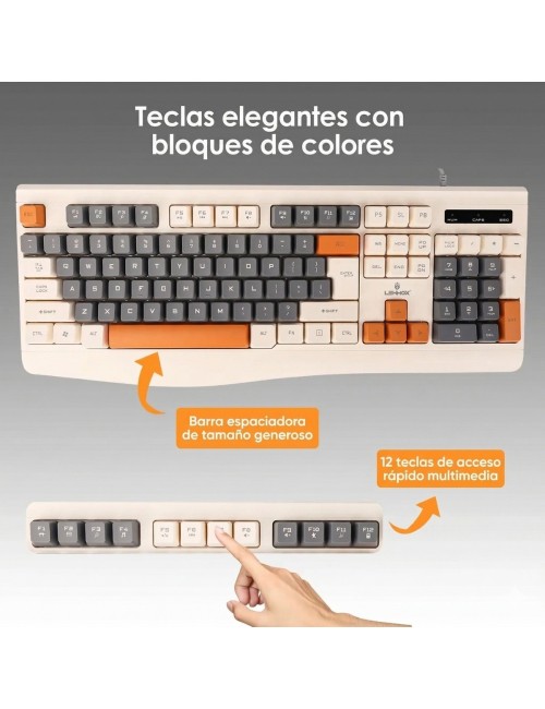 Kit Teclado Y Mouse Gamer Retro Usb Pc Laptop Oficina Color