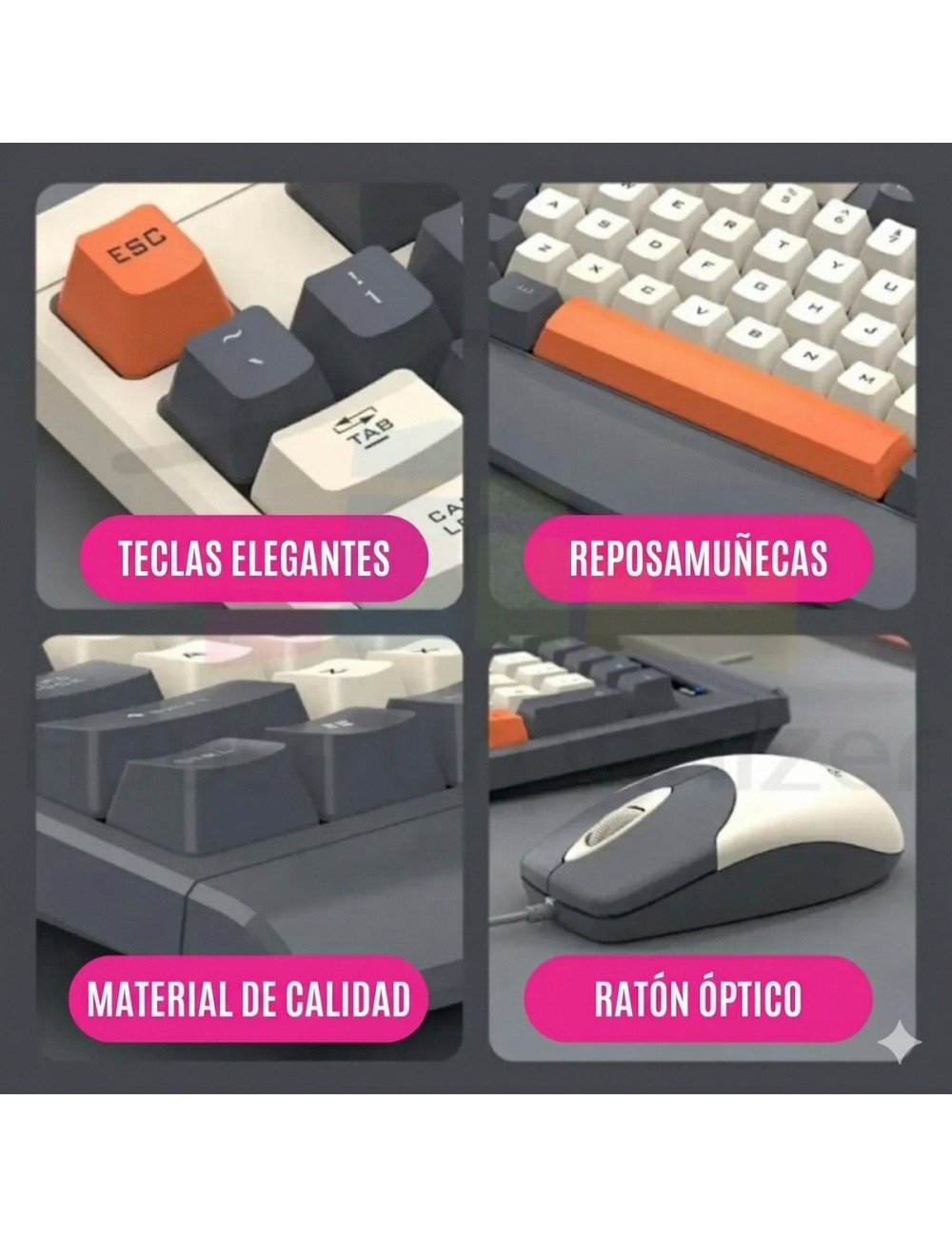 Kit Teclado Y Mouse Gamer Retro Usb Pc Laptop Oficina Color