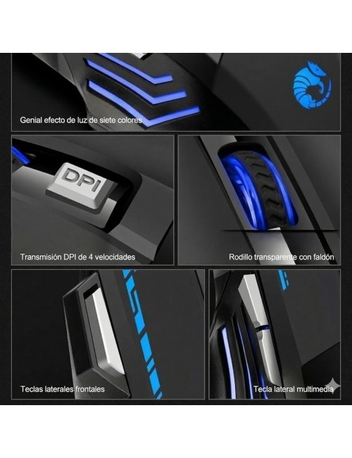 Mouse Gamer 7 Botones 6000 Dpi Led Rgb Botón X7 Pc