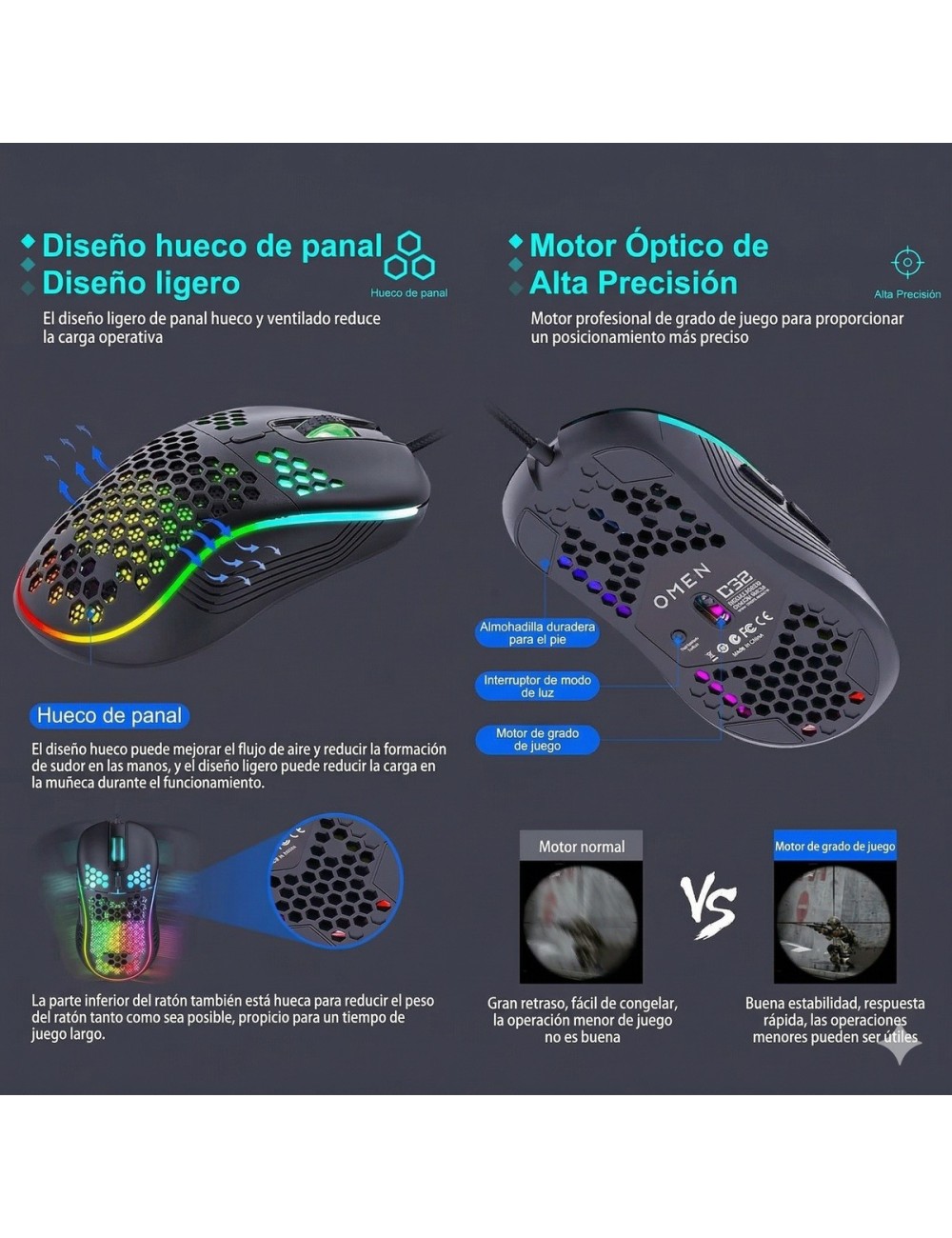 Mouse Gamer Dk2 Ultra Ligero Rgb 6000 Dpi Pc