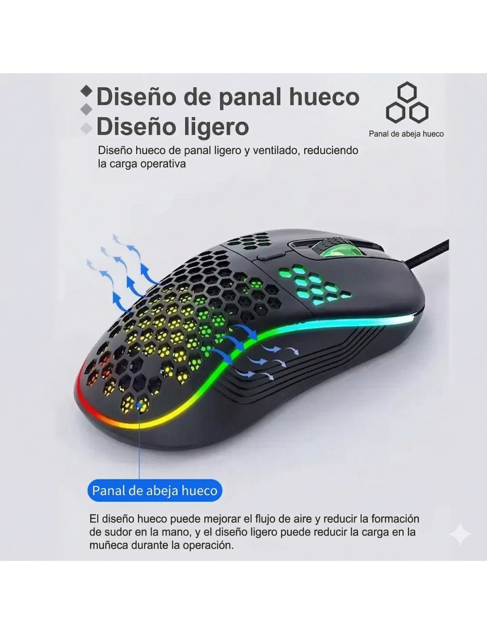 Mouse Gamer Dk2 Ultra Ligero Rgb 6000 Dpi Pc