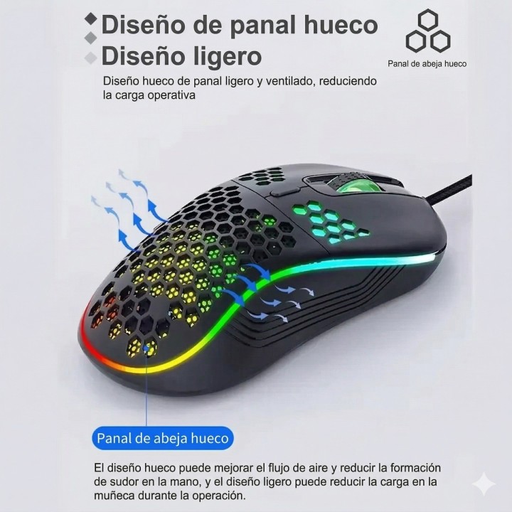 Mouse Gamer Dk2 Ultra Ligero Rgb 6000 Dpi Pc