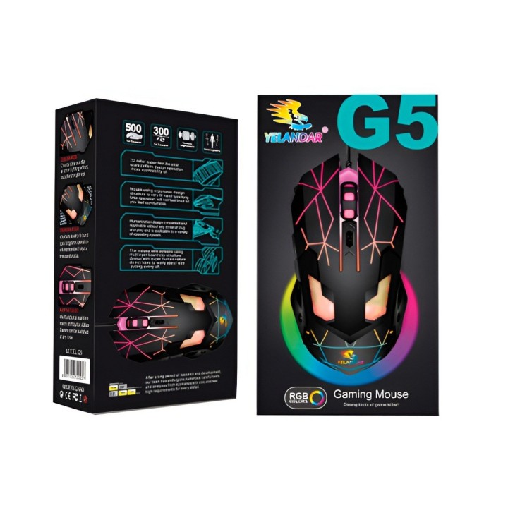 Mouse Gamer G5 Optico Rgb 3200 Dpi Ergonomico Pc Laptop