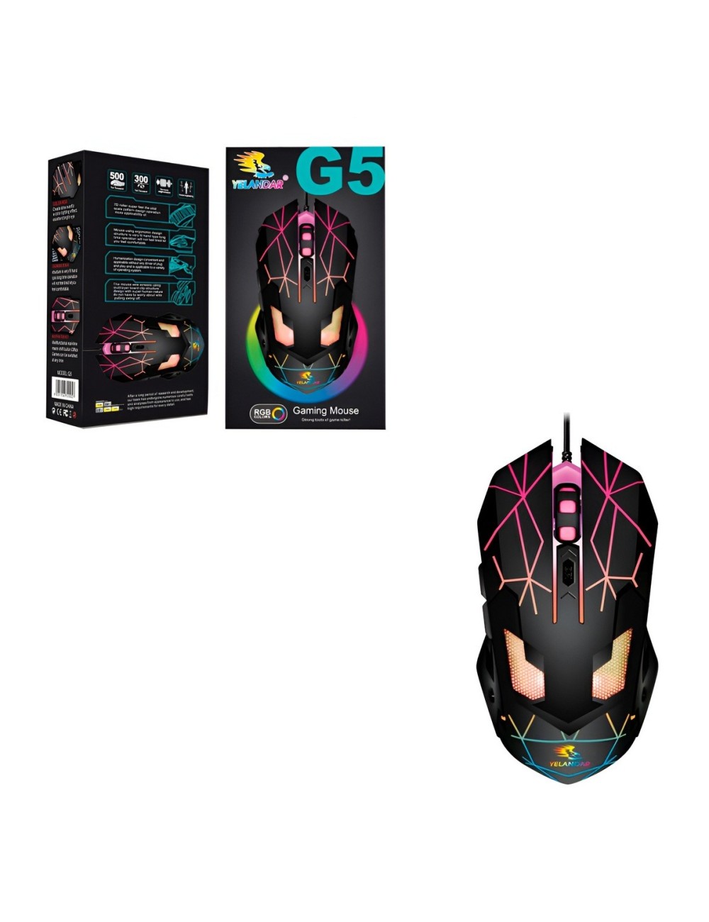 Mouse Gamer G5 Optico Rgb 3200 Dpi Ergonomico Pc Laptop