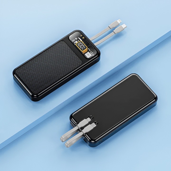 Power Bank 20000mah Carga Rápida 22.5w Cables Integrados