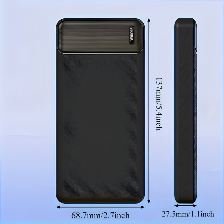 Power Bank 20000mah Carga Rápida Portátil 3 Salidas Led