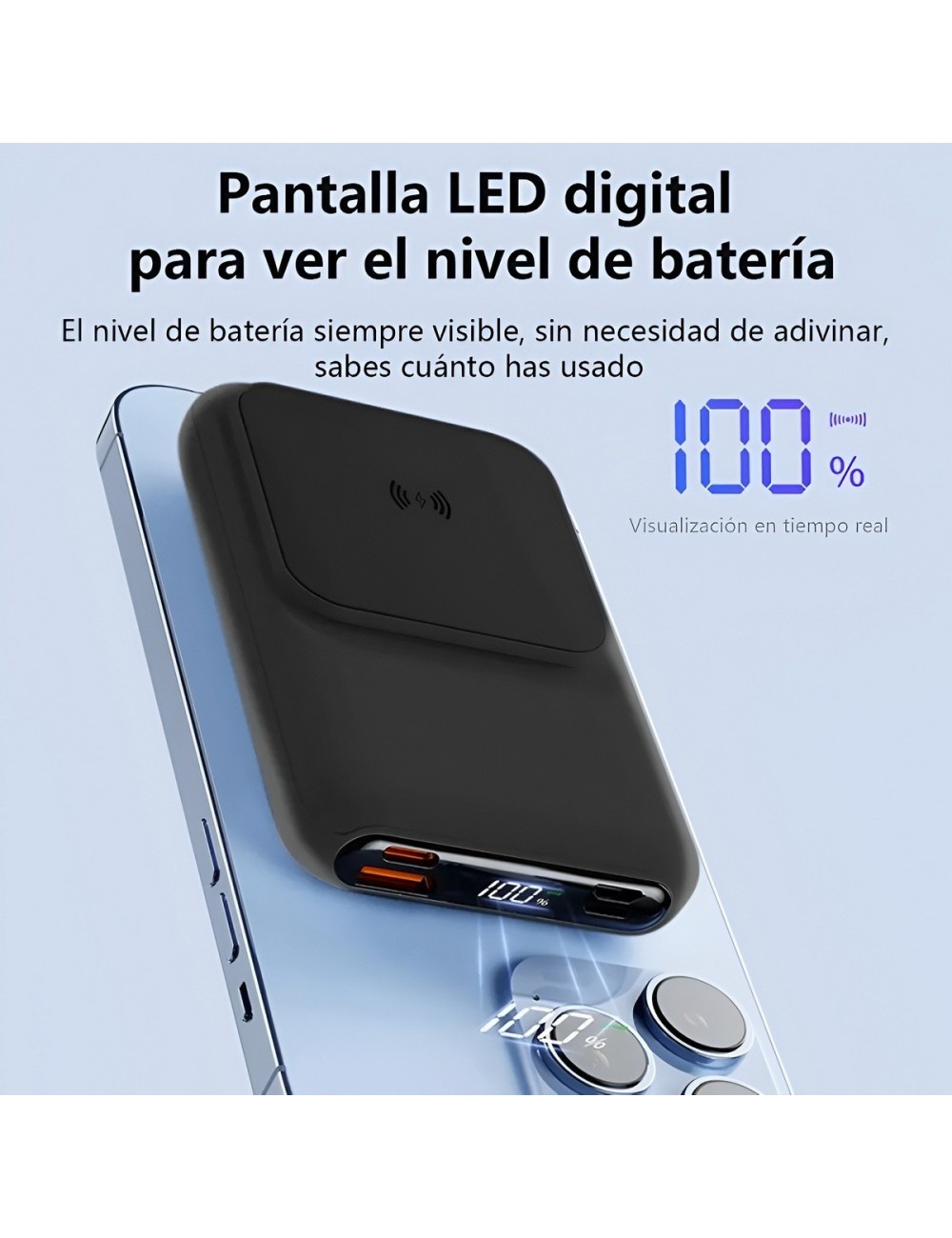 Power Bank Magsafe 10000mah Carga Rápida 22.5w 5 En 1 Led