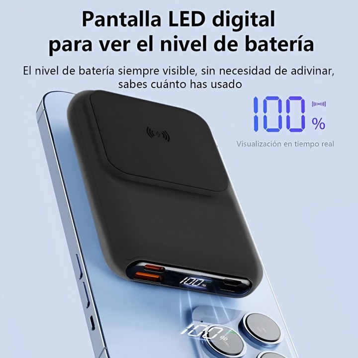 Power Bank Magsafe 10000mah Carga Rápida 22.5w 5 En 1 Led