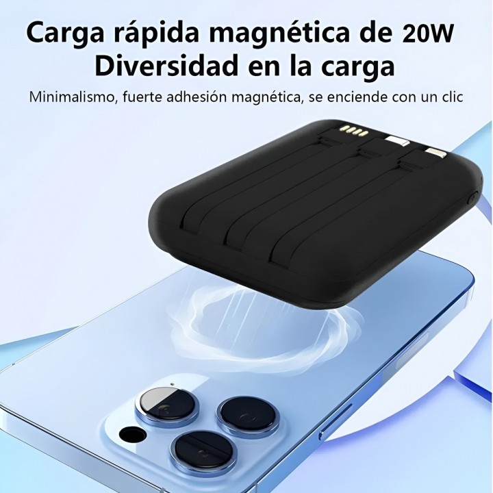 Power Bank Magsafe 10000mah Carga Rápida 22.5w 5 En 1 Led