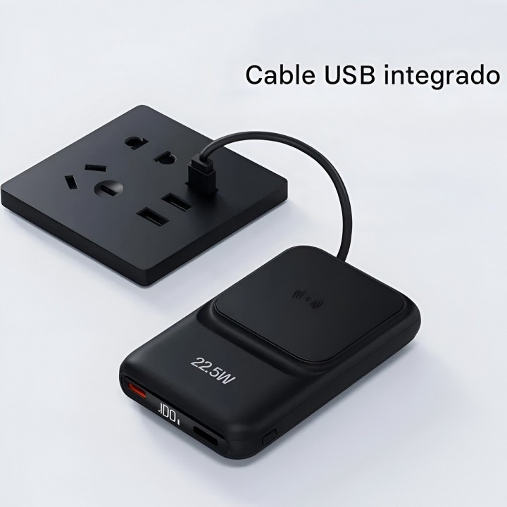 Power Bank Magsafe 10000mah Carga Rápida 22.5w 5 En 1 Led