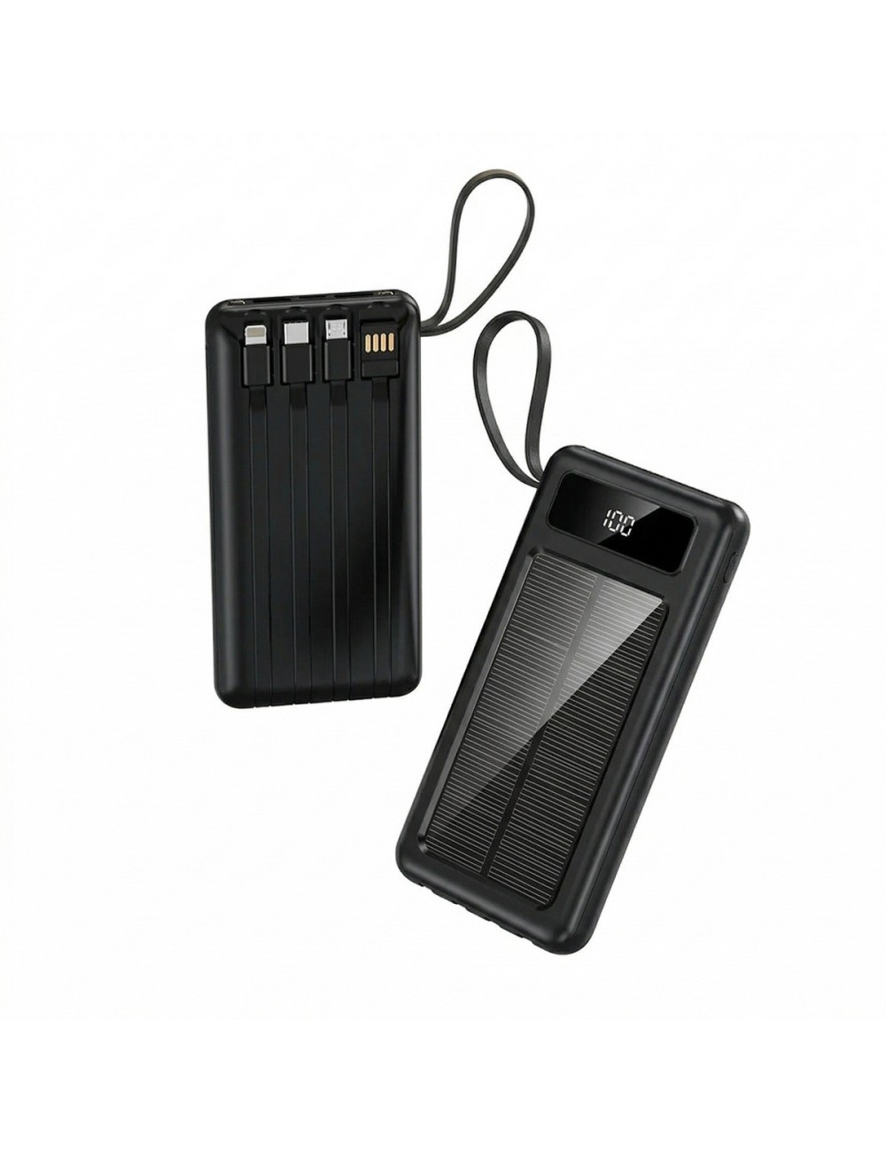 Power Bank Solar 20000mah 4 Cables Integrados Linterna Led