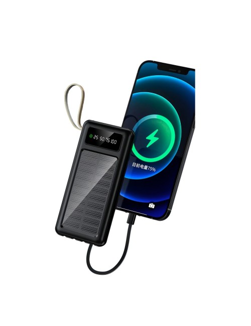 Power Bank Solar 20000mah 4 Cables Integrados Linterna Led