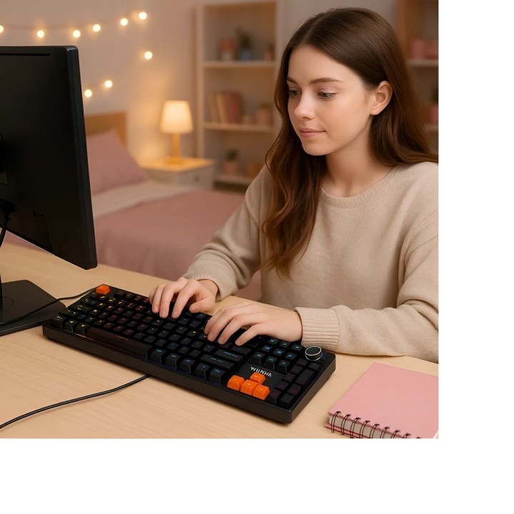 Teclado Mecánico Gamer Led Rgb Español Ñ Perilla Multimedia