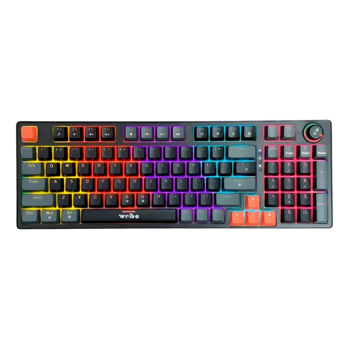 Teclado Mecánico Gamer Led Rgb Wb-666 Perilla Multimedia