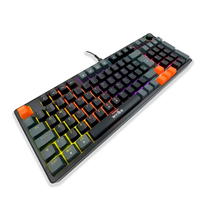 Teclado Mecánico Gamer Led Rgb Wb-666 Perilla Multimedia