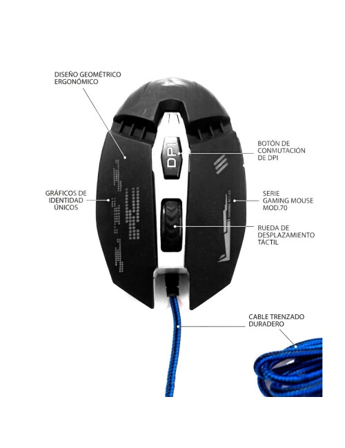 Mouse Gamer Ergonómico Dpi Ajustable Cable Modelo X10