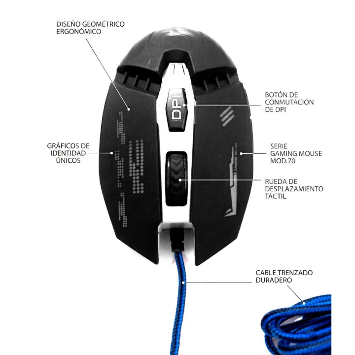 Mouse Gamer Ergonómico Dpi Ajustable Cable Modelo X10