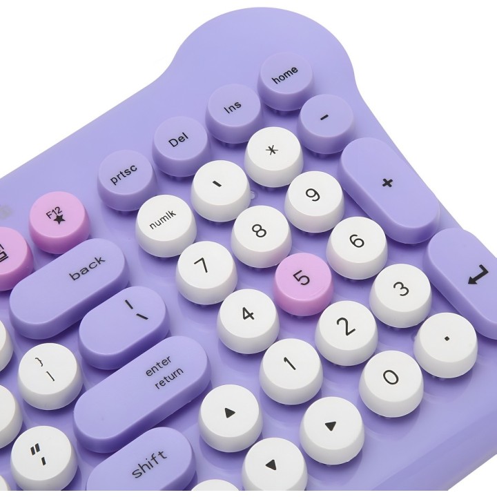 Combo Teclado Y Mouse Inalámbrico Vintage Retro Pastel