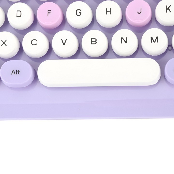 Combo Teclado Y Mouse Inalámbrico Vintage Retro Pastel