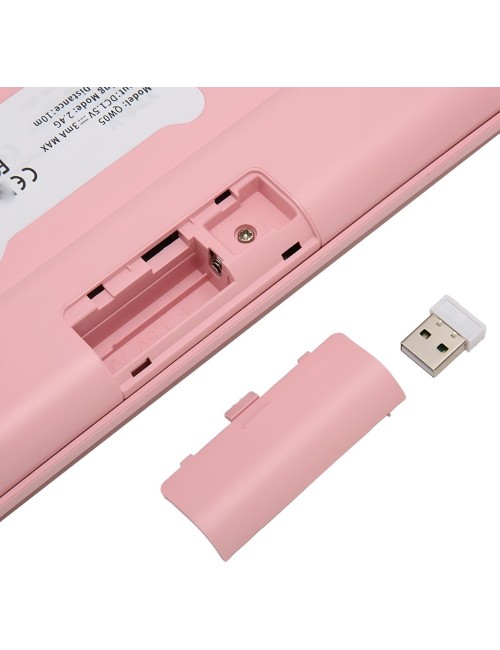 Combo Teclado Y Mouse Inalámbrico Vintage Retro Pastel