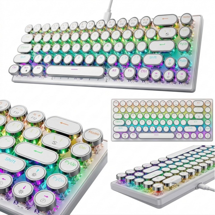 Teclado Mecánico Retro Vintage Gamer Led Rgb K400 Pro