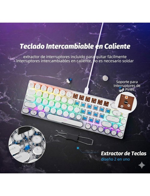 Teclado Mecánico Retro Vintage Gamer Led Rgb K400 Pro