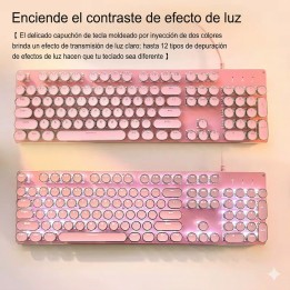 Teclado Mecánico Retro Vintage Led Rgb K200 Máquina Escribir