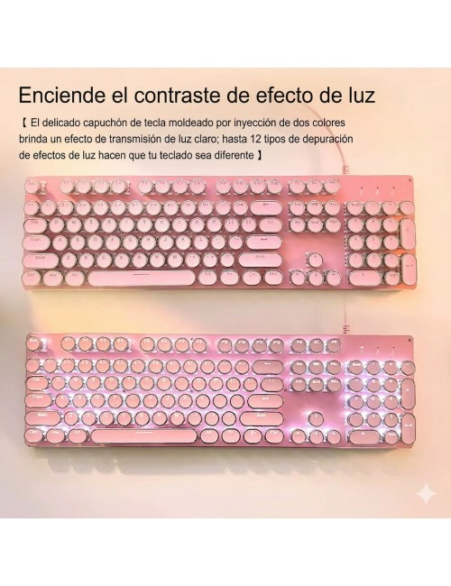 Teclado Mecánico Retro Vintage Led Rgb K200 Máquina Escribir