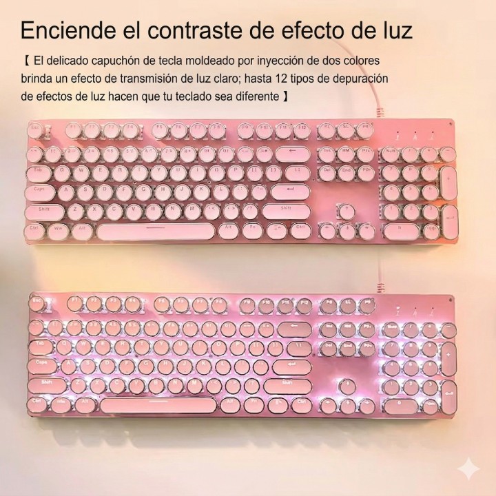 Teclado Mecánico Retro Vintage Led Rgb K200 Máquina Escribir