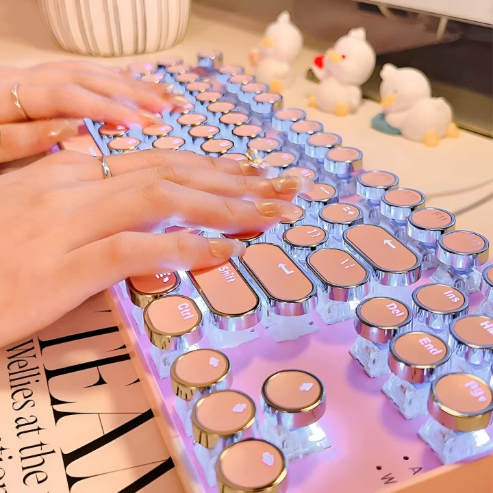 Teclado Mecánico Retro Vintage Led Rgb K200 Máquina Escribir