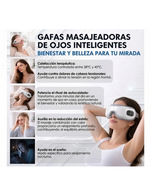 Gafas Masajeadoras De Ojos Inteligentes Calor Bluetooth