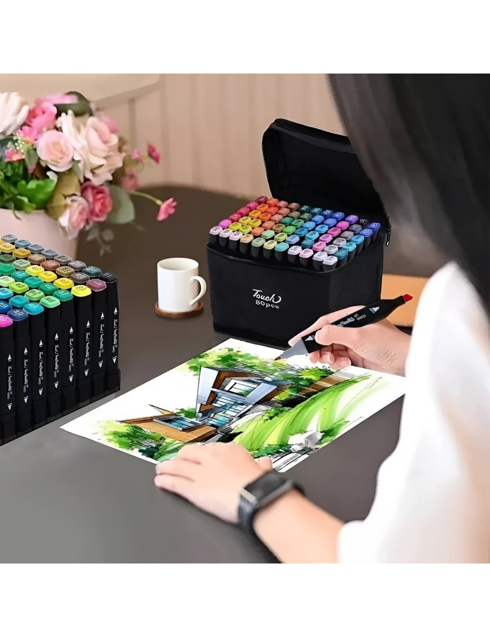 Marcadores Artísticos Touch 80 Colores Doble Punta + Estuche
