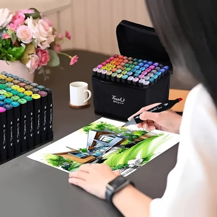 Marcadores Artísticos Touch 80 Colores Doble Punta + Estuche