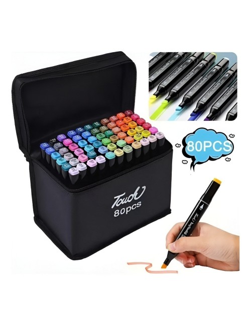 Marcadores Artísticos Touch 80 Colores Doble Punta + Estuche