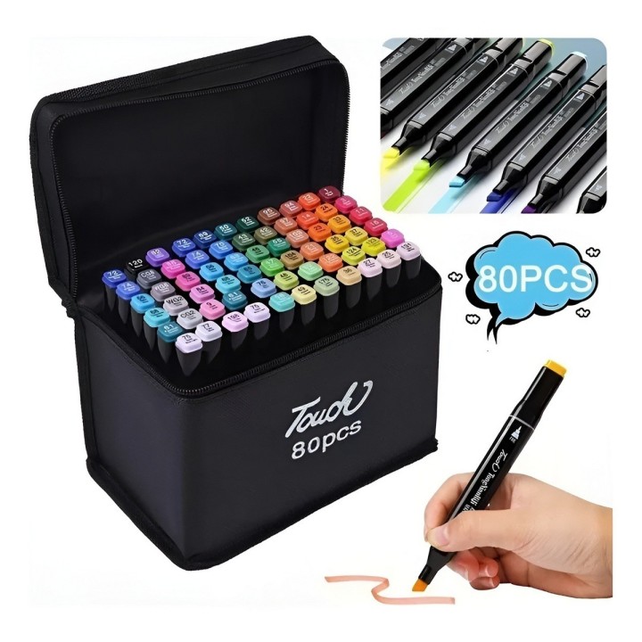 Marcadores Artísticos Touch 80 Colores Doble Punta + Estuche