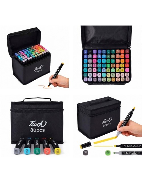 Marcadores Artísticos Touch 80 Colores Doble Punta + Estuche