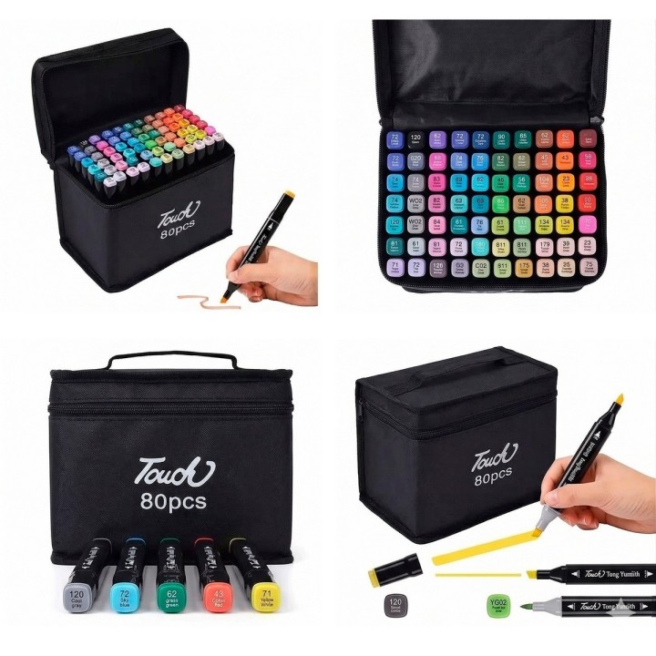 Marcadores Artísticos Touch 80 Colores Doble Punta + Estuche