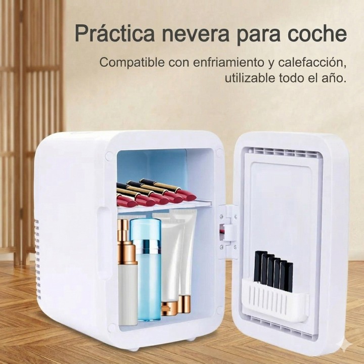 Mini Nevera De Belleza Espejo Led Skincare Portátil