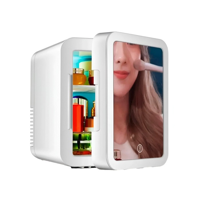 Mini Nevera De Belleza Espejo Led Skincare Portátil