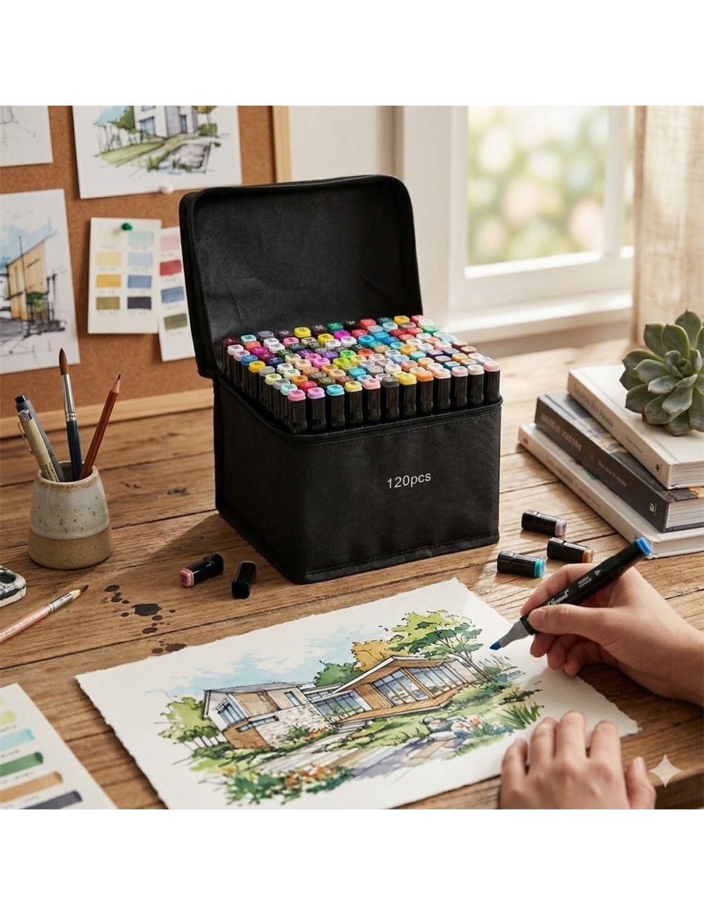 Set 120 Marcadores Artísticos Touch Doble Punta + Estuche