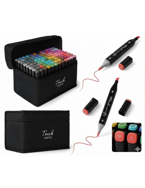 Set 120 Marcadores Artísticos Touch Doble Punta + Estuche