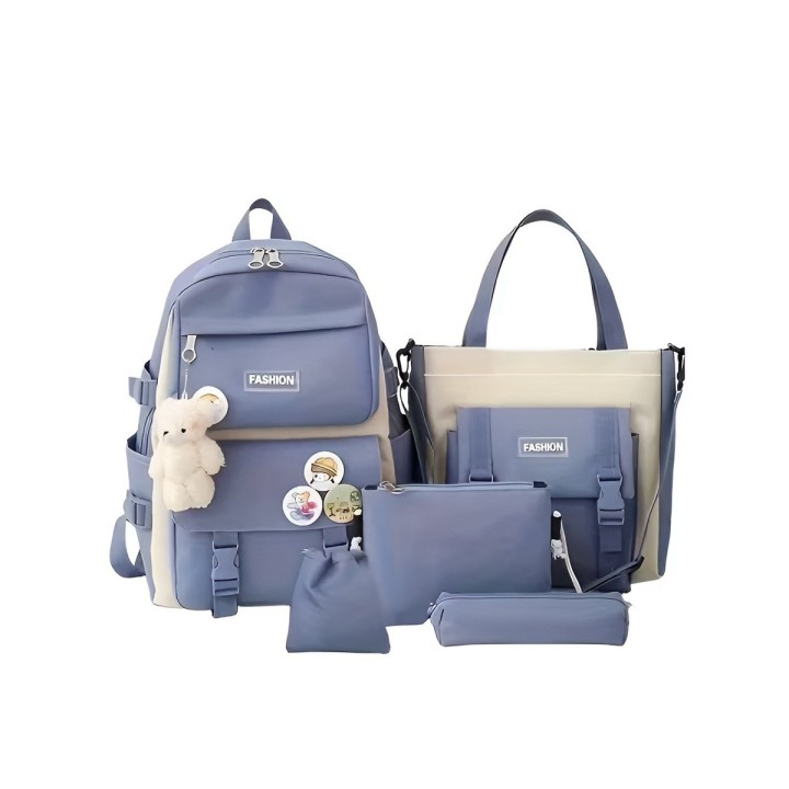 Combo Morral Maleta Aesthetic 5 Piezas Escolar Kawaii