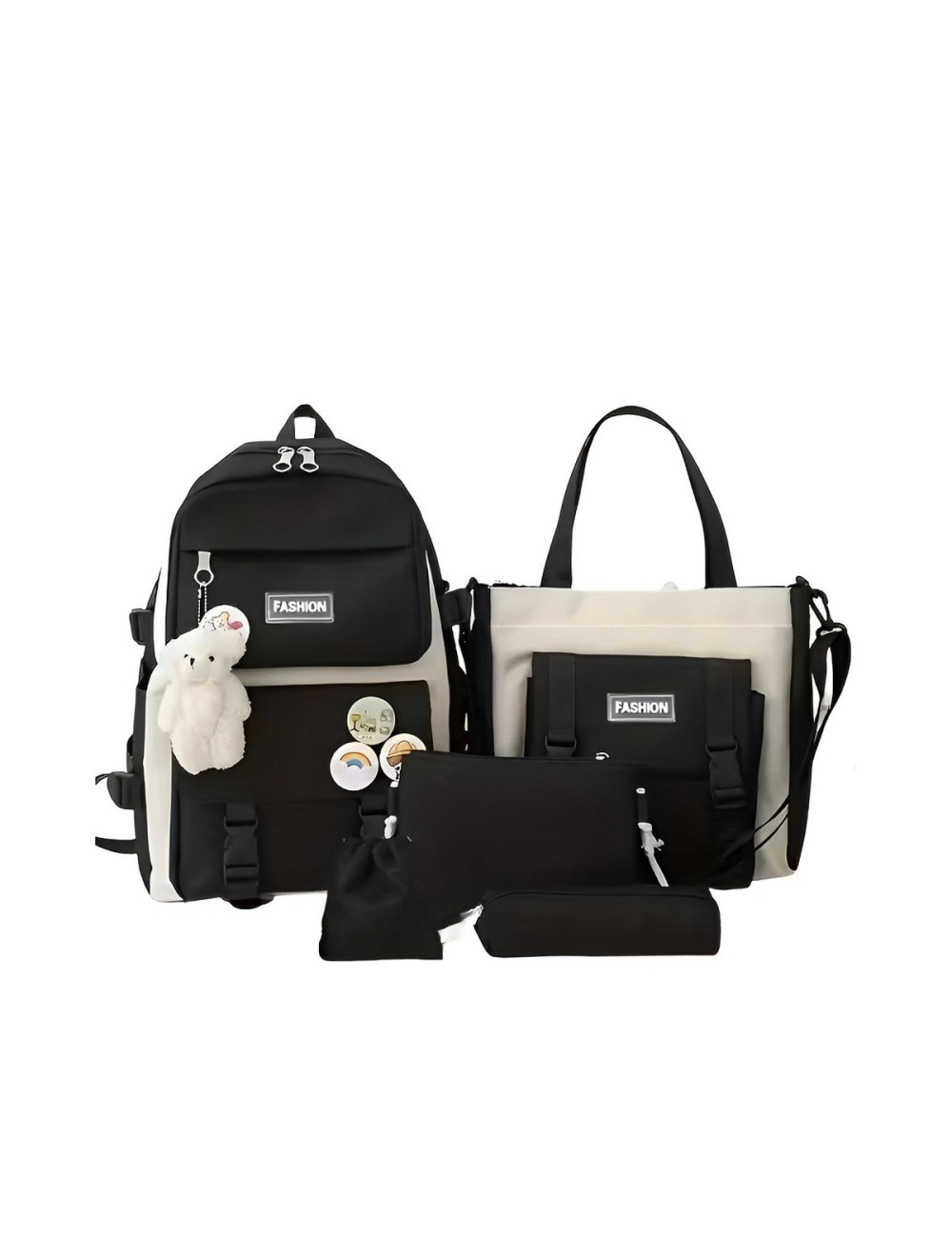 Combo Morral Maleta Aesthetic 5 Piezas Escolar Kawaii