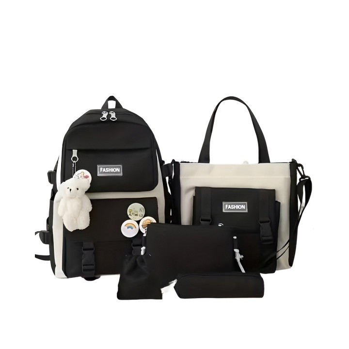 Combo Morral Maleta Aesthetic 5 Piezas Escolar Kawaii